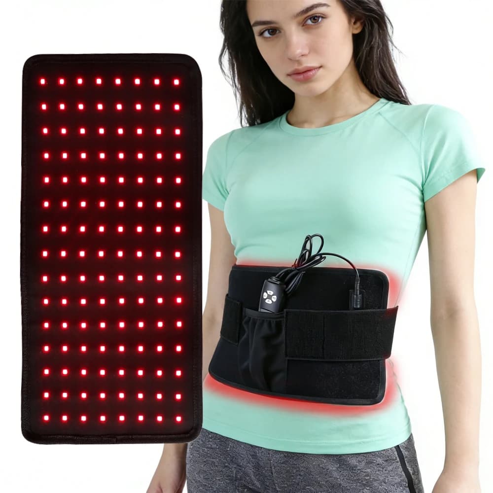 Cintura Terapeutica a LED con 120 Luci Rosse e Infrarossi per Sollievo di Schiena, Ginocchia e Mani, 660nm 850nm, Cuscinetto Termico per Fitness Addominale