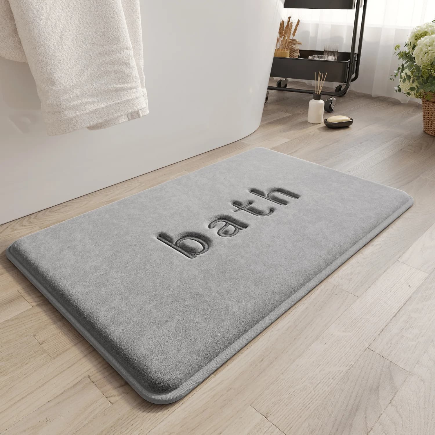 Tappetino Assorbente Spesso per Porta del Bagno, Asciugatura Rapida, Antiscivolo, Stile Moderno e Semplice, in Fibra di Poliestere e Memory Foam