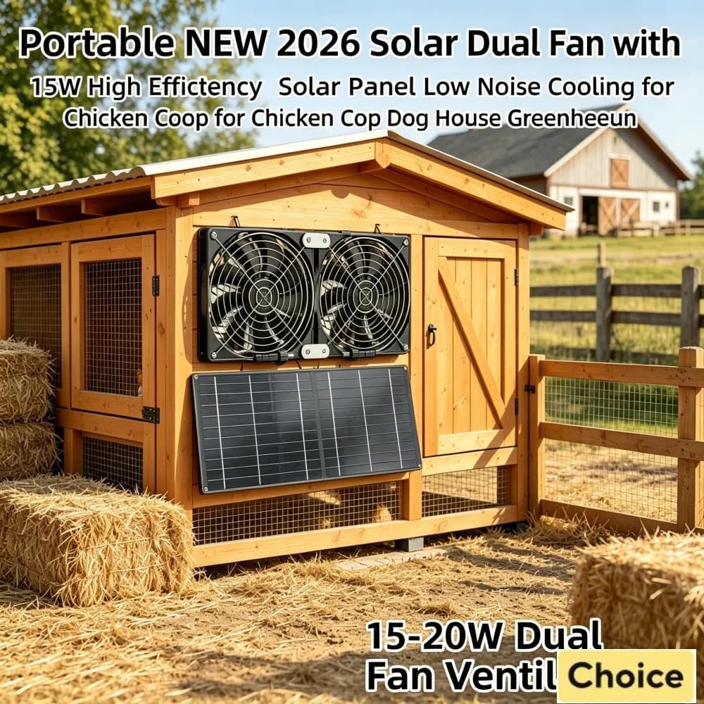 Ventilatore Solare Doppio 2026 con Pannello Solare ad Alta Efficienza 15-20W, Silenzioso per Toilette Mobile, Pollaio, Cuccia per Cani, Capanno