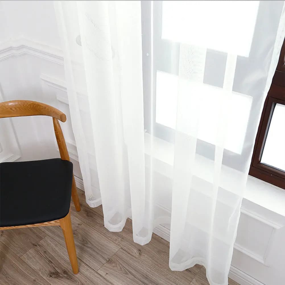 Tende Trasparenti in Voile per Finestre, Tende Filtranti Morbide per Casa, Camera da Letto, Soggiorno, 270x100cm, Tulle Bianco per Finestre