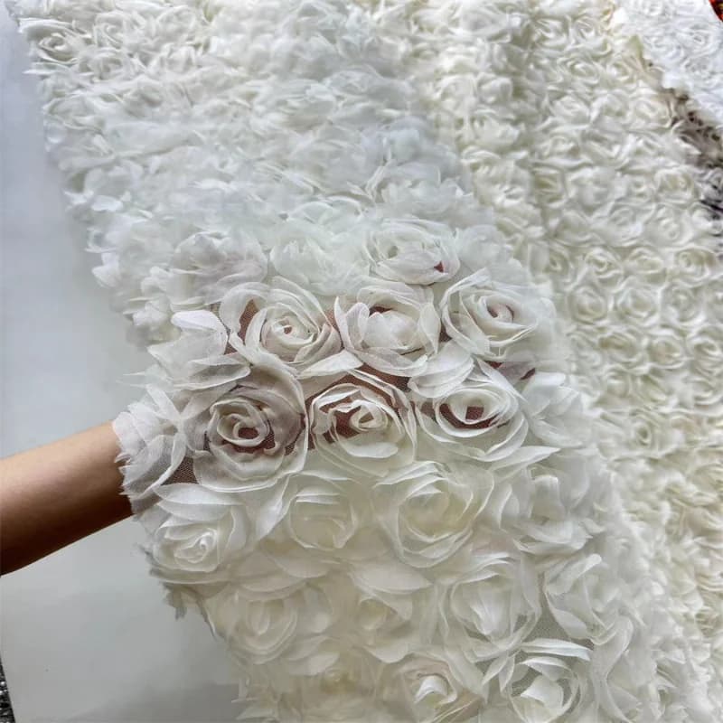 Tessuto in Rete Ricamato a Fiori per Fai da Te, Borse, Vestiti, Accessori di Abbigliamento, Materiale Moda, Tessuto al Metro