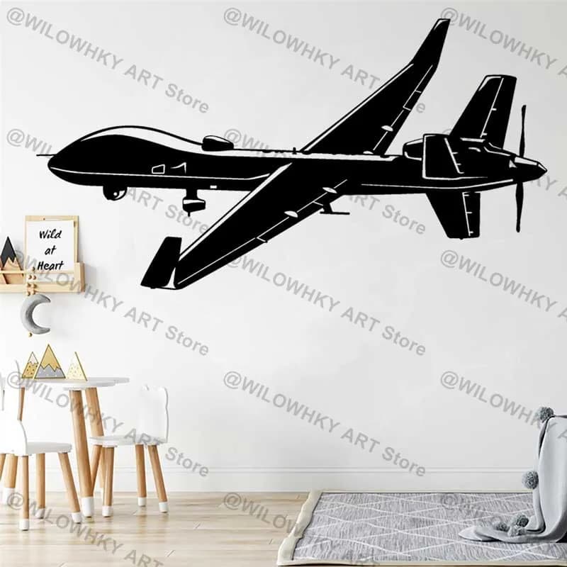 US Military Modular Strike Recon Drone Wall Sticker MQ-9 Reaper War weapon lover aircraft Teen Kids Room Car Decor vinyl decal