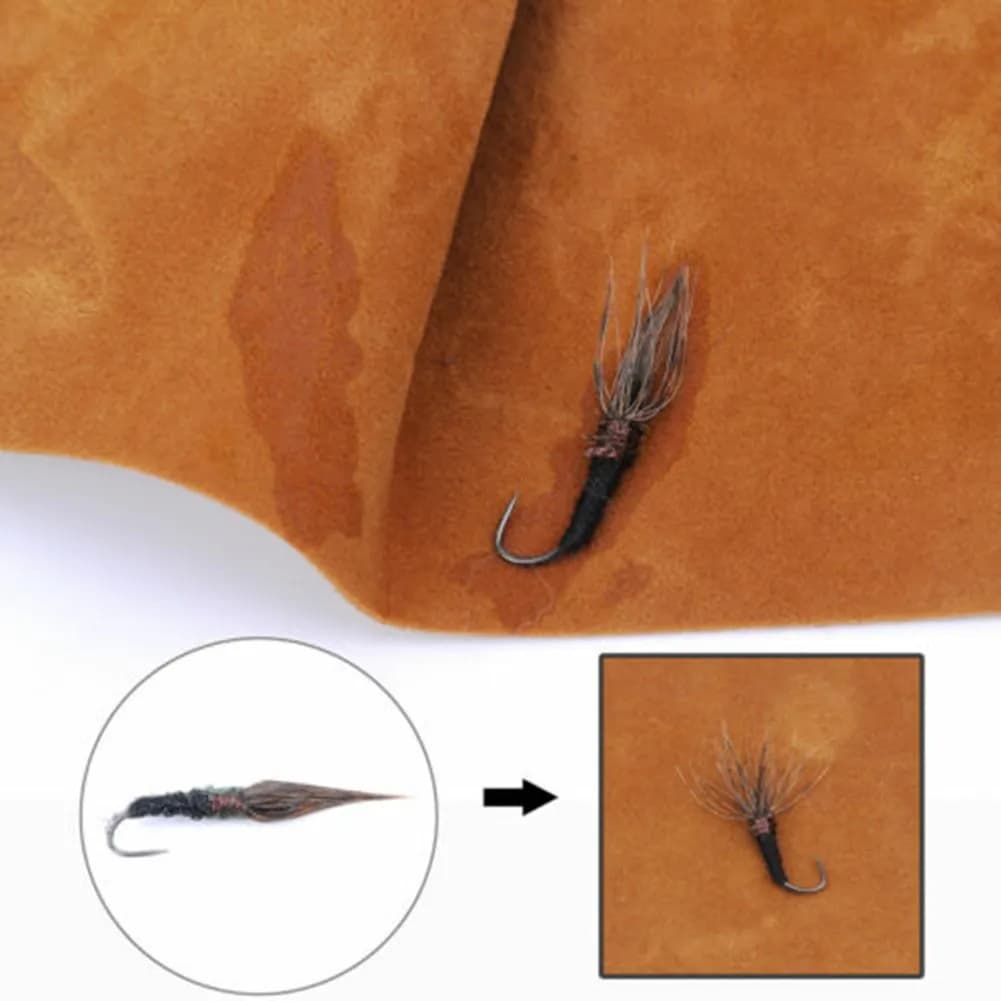 Nuovo e Utile Patch Asciugatore 9x9cm per Mosche da Pesca a Mosca, Accessorio in Tessuto Marrone per Asciugare le Mosche da Pesca