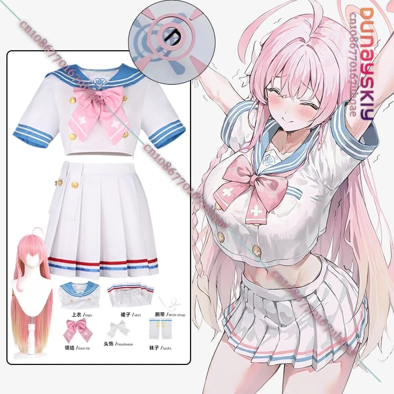 Anime Gioco Blu Archivio Urawa Hanako Costume Cosplay Abiti da marinaio Bowknot Copricapi Abiti da donna Halloween Travestimento Vestito s-2xl