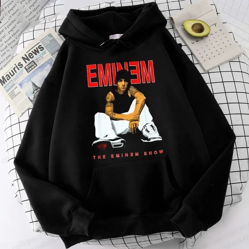 Felpa con cappuccio con stampa Eminem Uomo Donna Felpe con cappuccio moda Bambini Felpe con cappuccio Hip Hop Donna Felpe Ragazzo Cappotti Rapper Felpe Abbigliamento da uomo Rock