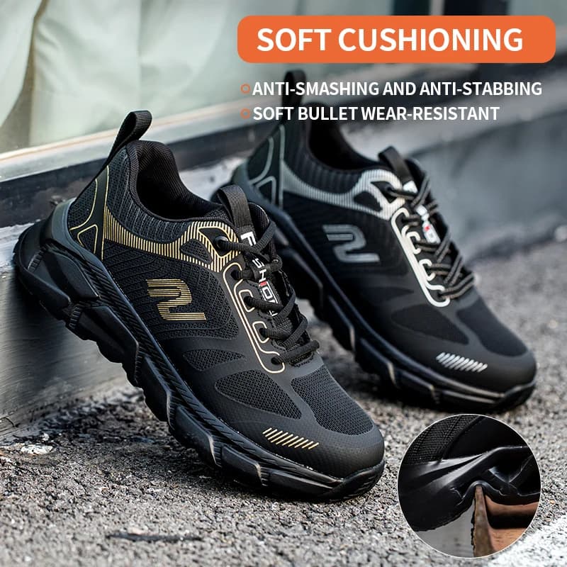 Steel Toe Safety Work Shoes for Men Women, Lightweight Breathable Non‑Slip Work Sneakers, Anti‑Smash Anti‑Puncture Protective Footwear, Wear‑Resistant Comfort Industrial Safety Boots for Warehouse Construction Factory Labor Work