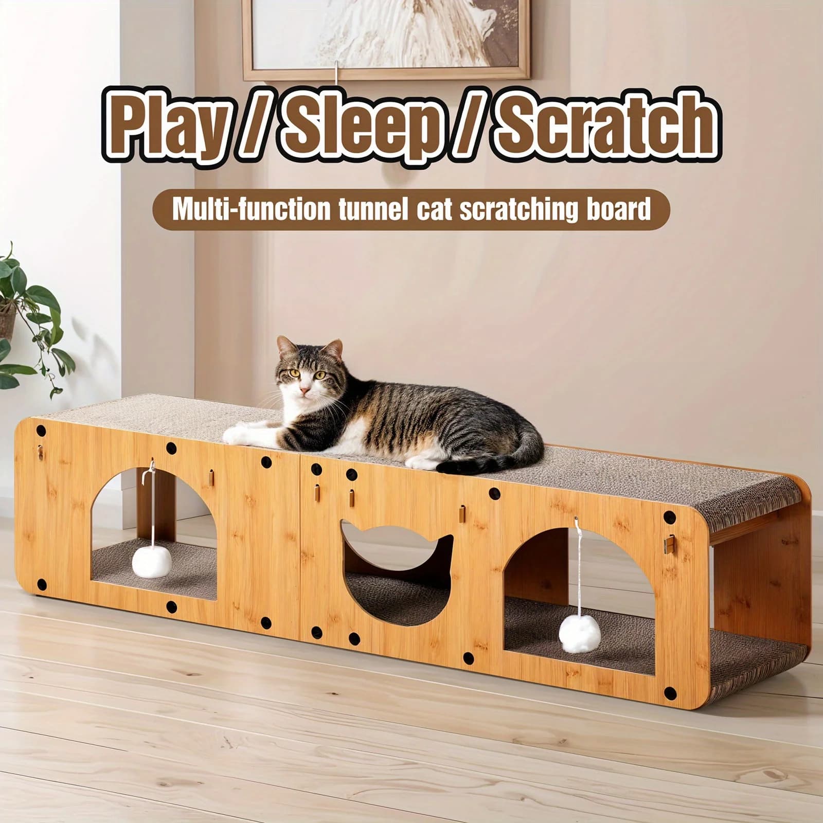 [Offerta Speciale per il Giorno dell'Indipendenza] Grande Tiragraffi Verticale per Gatti da 39 Pollici con Tunnel, Nido e Palla Giocattolo
