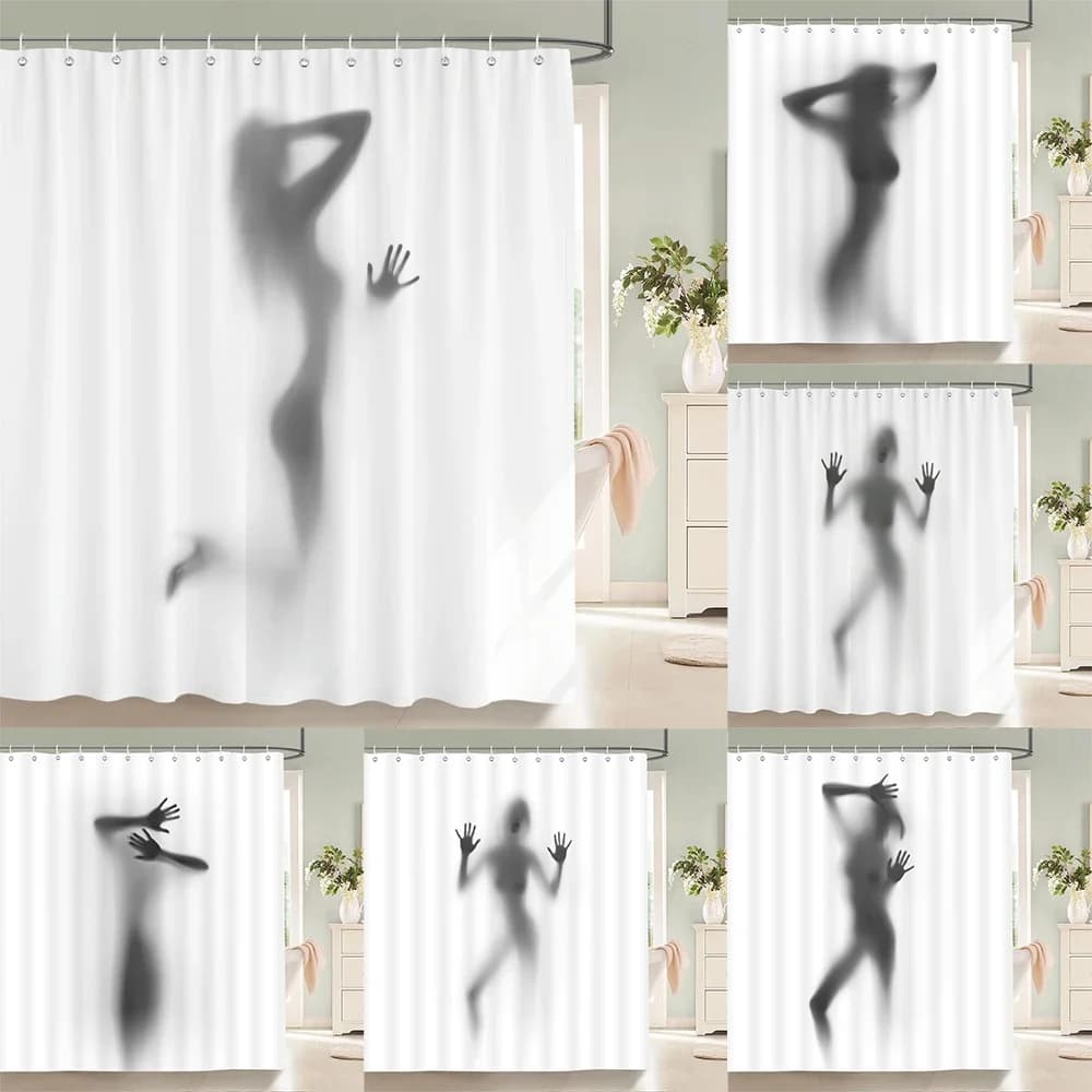 Tenda da doccia impermeabile con ombra da donna Ritratto di ragazza sexy Tende da bagno di alta qualità per decorazioni domestiche con ganci