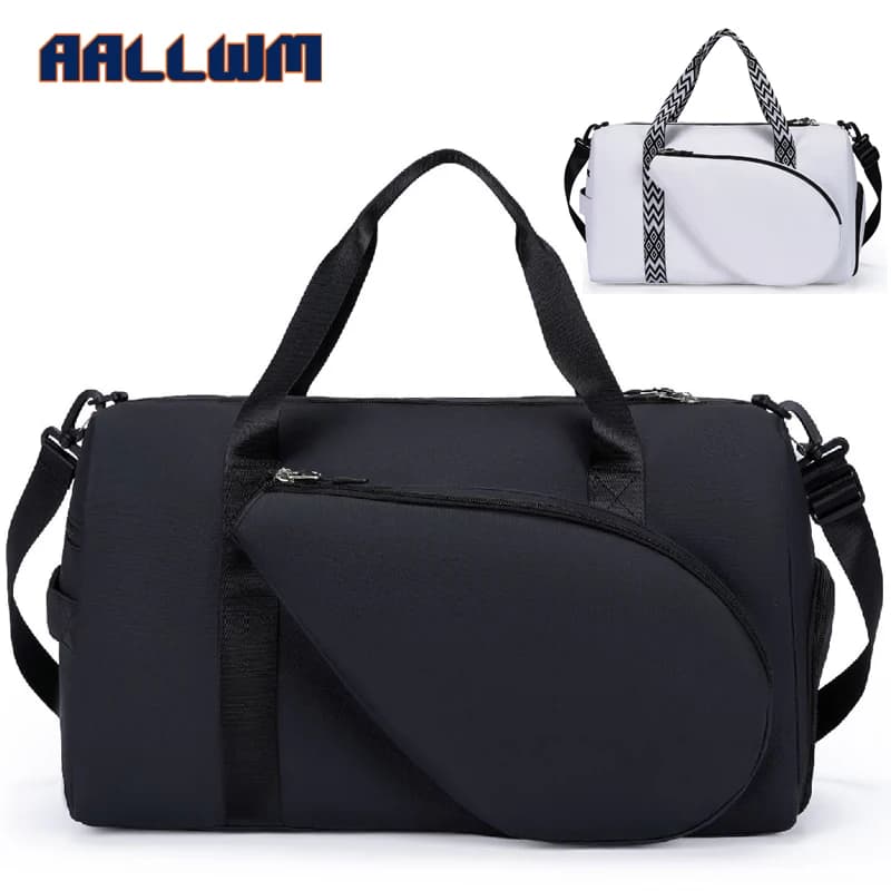 Borsa da tennis da viaggio per donna con tasca esterna con coulisse per racchetta e scomparto separato per scarpe, con tasca impermeabile