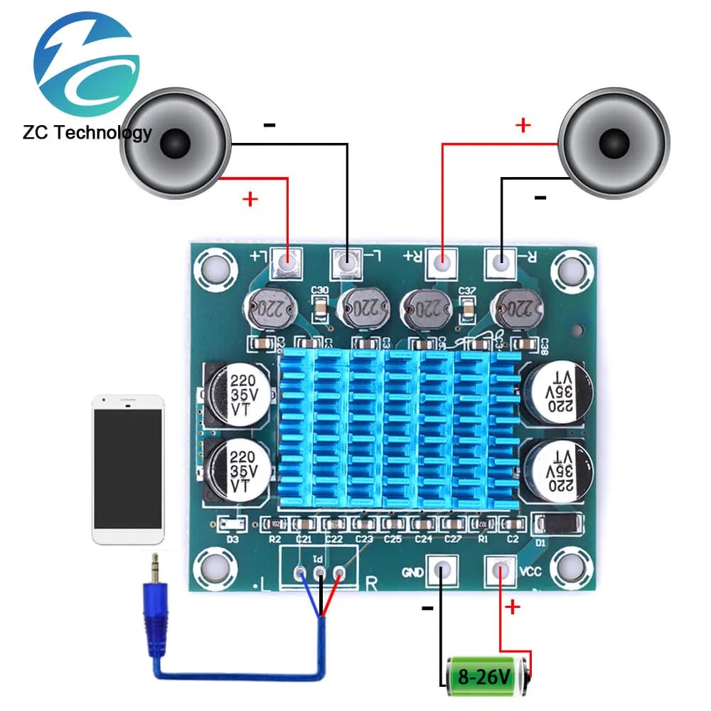 TPA3110 XH-A232 30W + 30W 2.0 channels Stereo digital power amplifier card Audio DC 8-26V 3A for Arduino