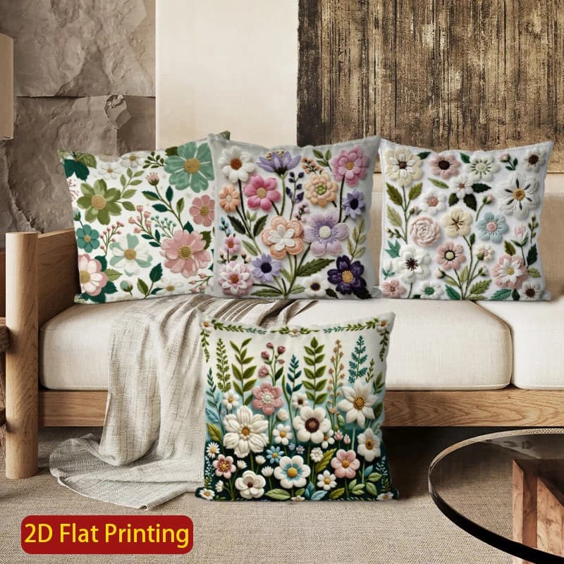 Vintage 2D pillow lining with floral embossed pattern, suitable for sofa, bedroom, car.