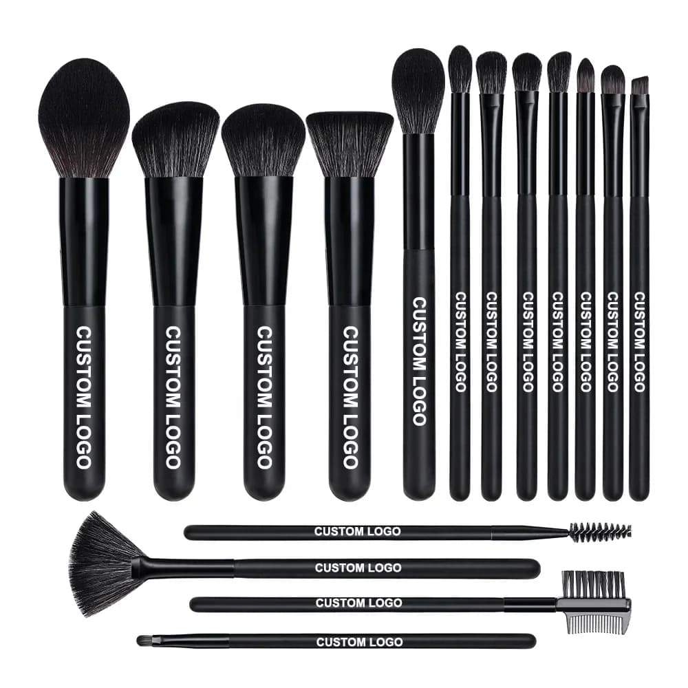 # Set di pennelli per trucco personalizzato nero all'ingrosso caldo 16 pezzi Pinceaux Maquillage Professionnel Pennelli per trucco con logo privato sfuso