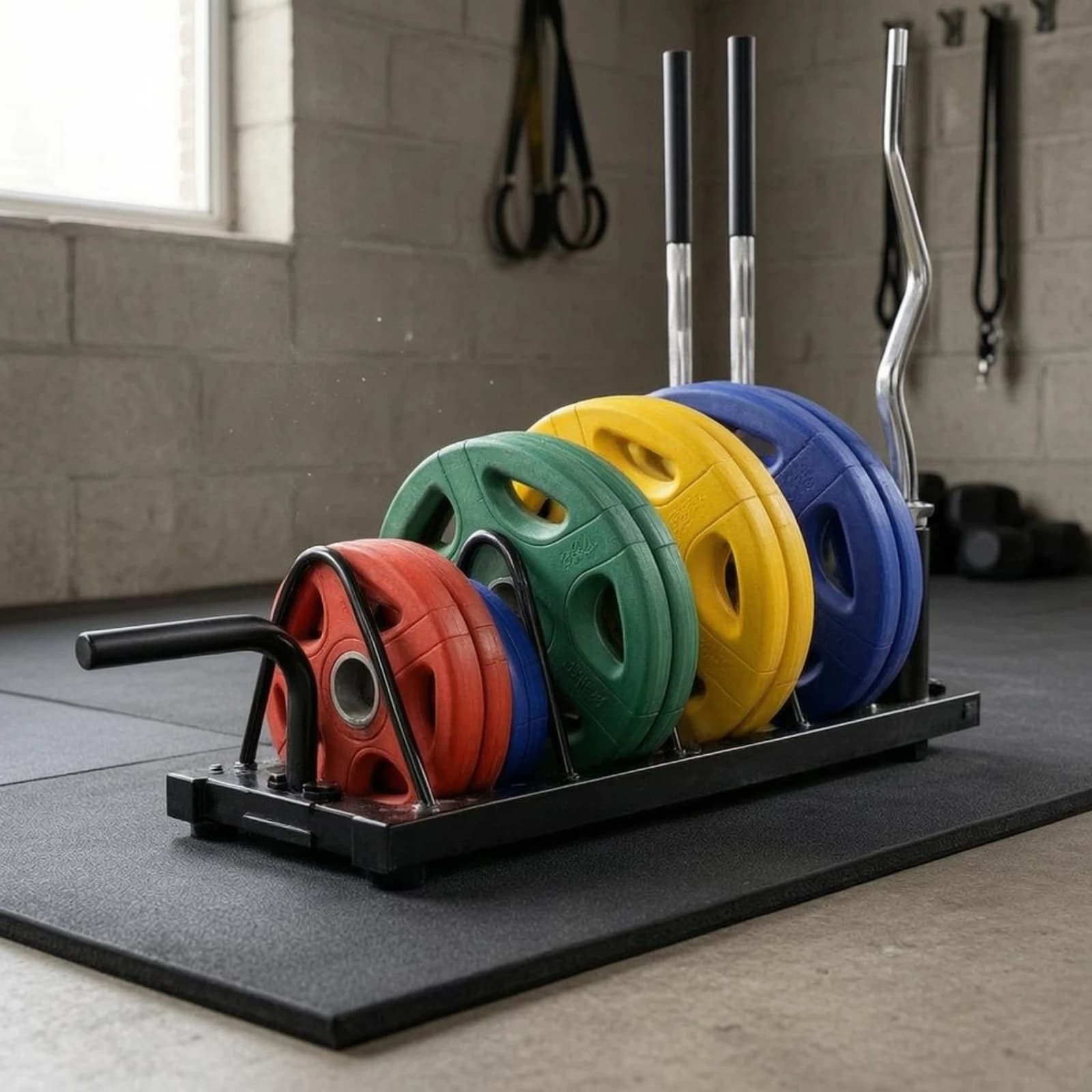 Weight Plate Storage Rack Angled Dividers Weight Plate Rack Matte Black Welded