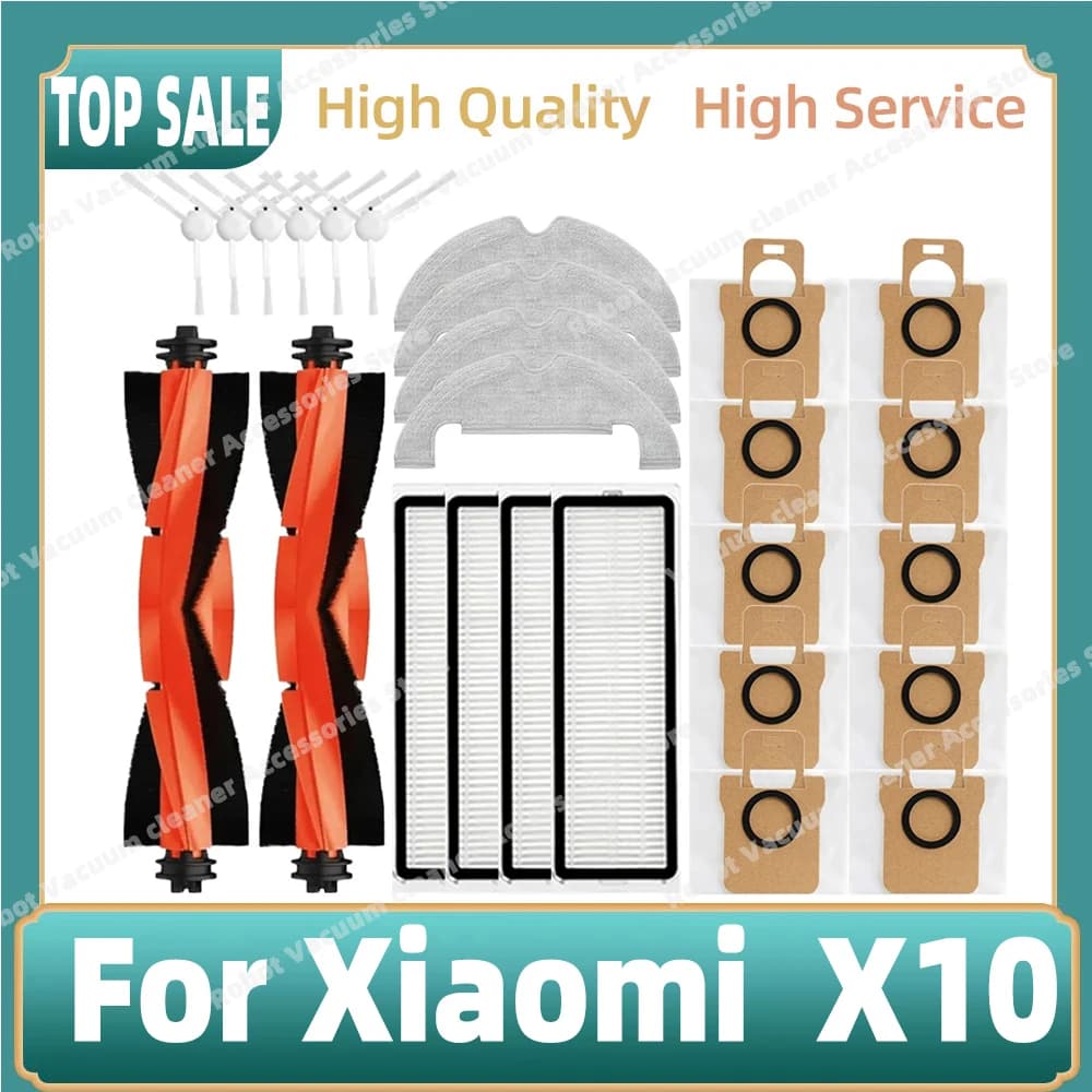 Compatibile con Xiaomi Robot Aspirapolvere X10 Robot Aspirapolvere Parti Spazzola laterale principale Filtro Hepa Mop Panno Sacchetto per la polvere Accessori