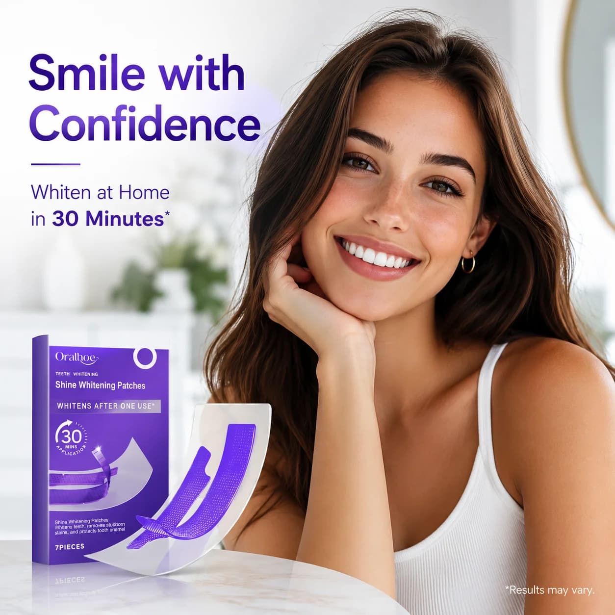 Strisce Sbiancanti per Denti Viola Lucide, Cura Delicata, Rimozione delle Macchie, Facile Utilizzo, Strisce per Cura Orale per Denti Brillanti