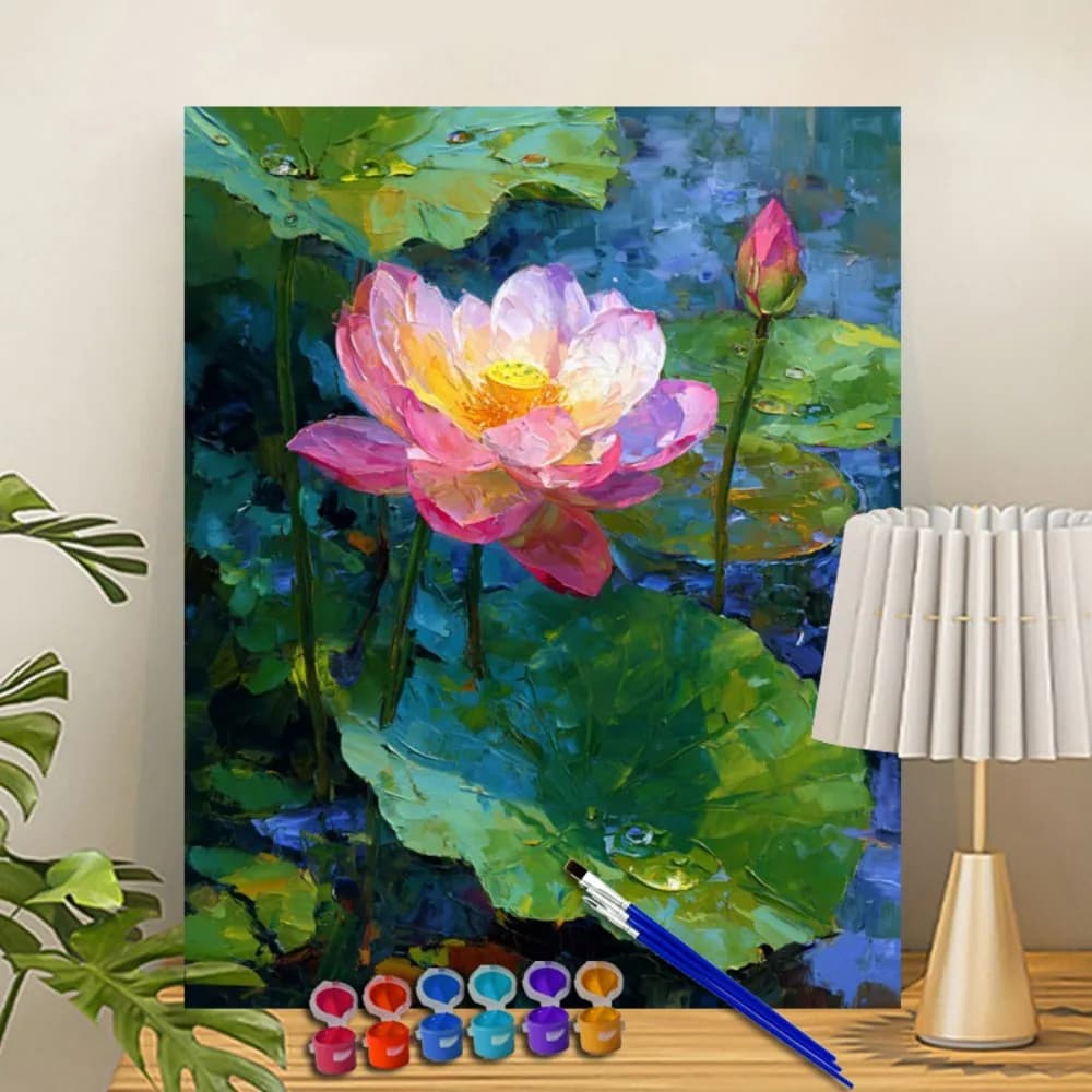 Painting By Numbers Water Lily Acrylic Paint Canvas Dropshipping Portrait Family Children Photo Christmas gifts
