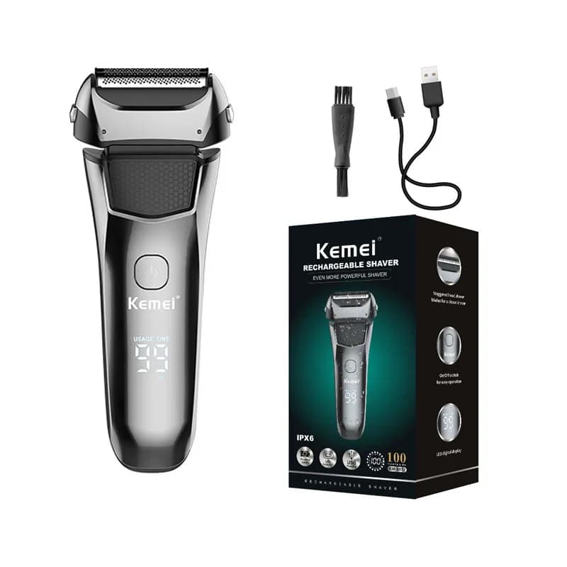 Kemei KM-8512 nuovo rasoio elettrico rasoio lavabile USB ricaricabile barba Trimmer macchina da barba calva