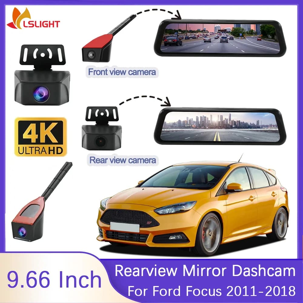 Dashcam 4K car rearview mirror for Ford Focus 2011-2018 Front view and rear camera Monitor 1080P Car accessories