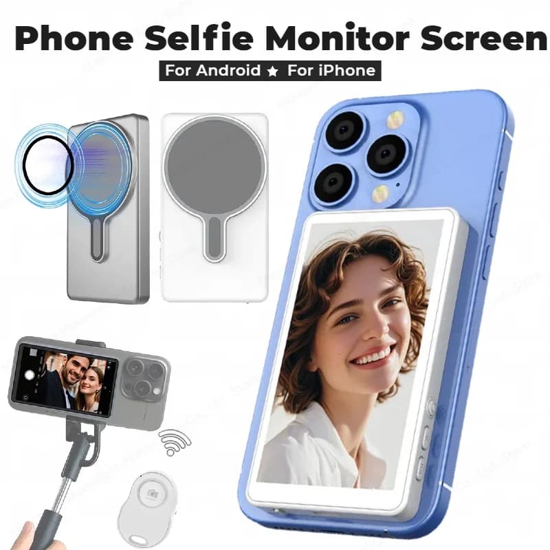 Smartphone Magnetic Monitor Screen Projector Phone Rear Camera Selfie For Vlog Live Stream Video Recording For Android iPhone