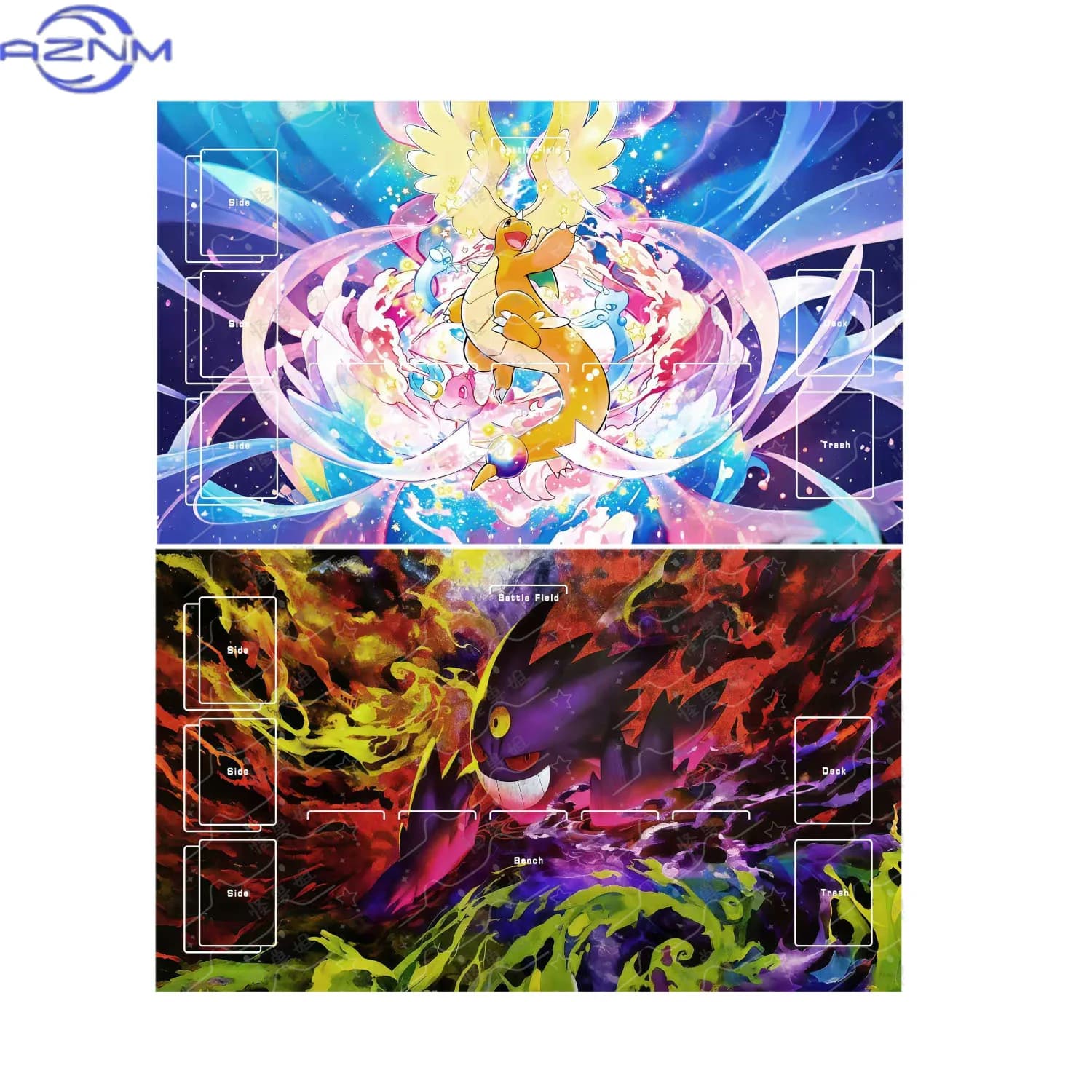 Diy Ptcg M2A Dragonite Cute Card Battle Mat Ptcg Gengar Single Player Board Game Card Duel Plate Battle Mat