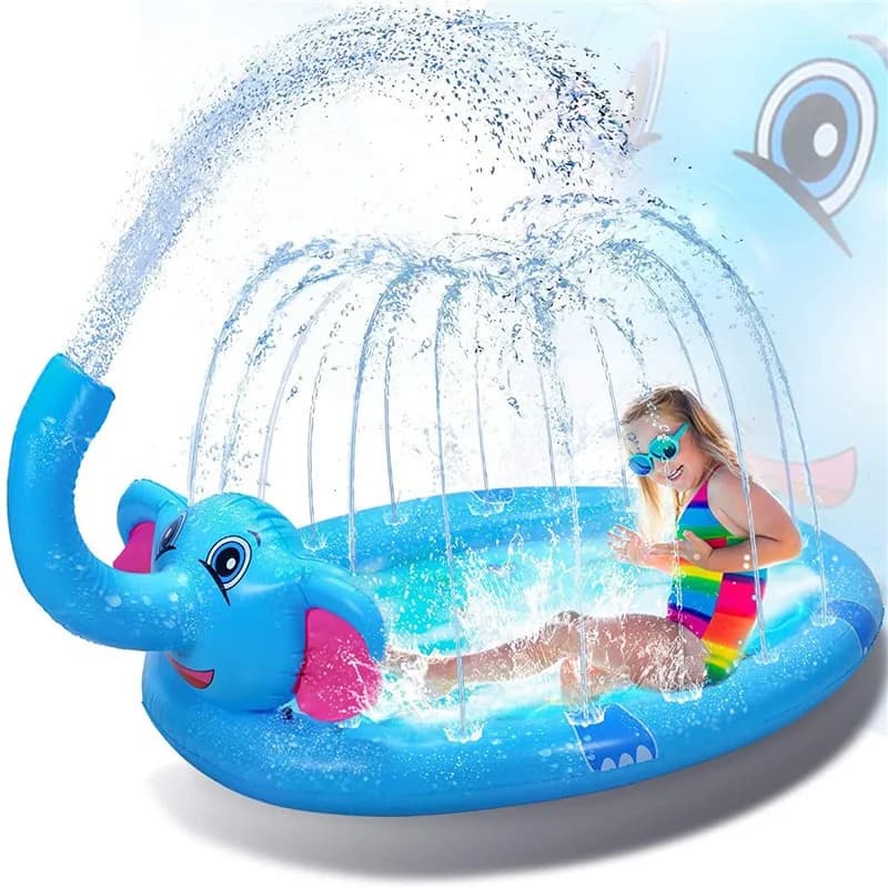Fontana gonfiabile con elefante per bambini, bagno all'aperto, tappetino da gioco con spruzzi, giocattoli estivi per l'acqua, piscina, nuovi oggetti di scena per feste, 1,7 m