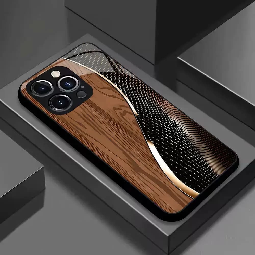 Custodia per telefono in vetro temperato con motivo a intarsio di alta gamma, alla moda, antiurto, compatibile con iPhone 17 16 15 14 13 12 11 Pro/Max/Plus