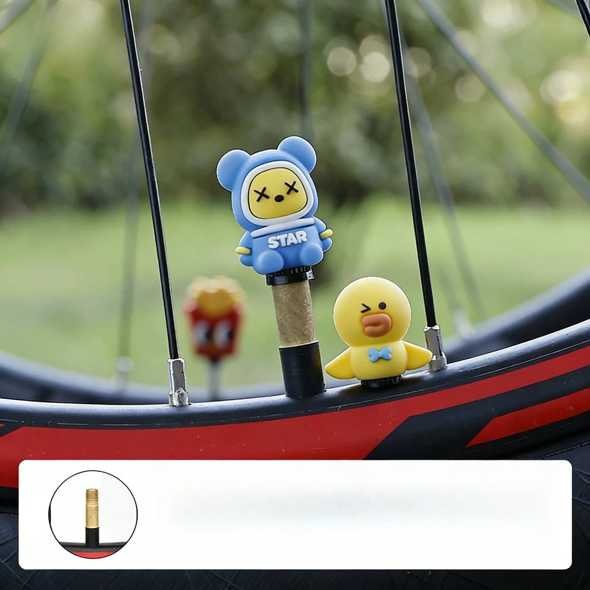 2/3 pieces air valve caps for bicycle, silicone, creative, cartoon shape, waterproof, for road bike and mountain bike, cycling decoration