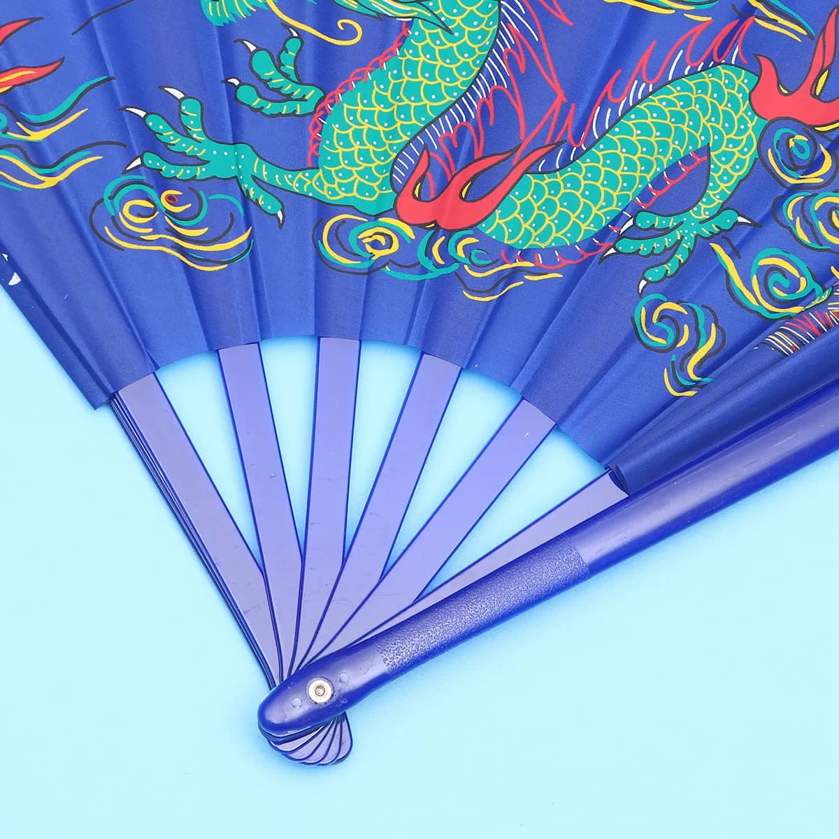 1 Pezzo Ventaglio Cinese in Plastica Blu con Cerniera Liscia per Kung Fu, Arti Marziali, Taichi e Danza in Stile Cinese