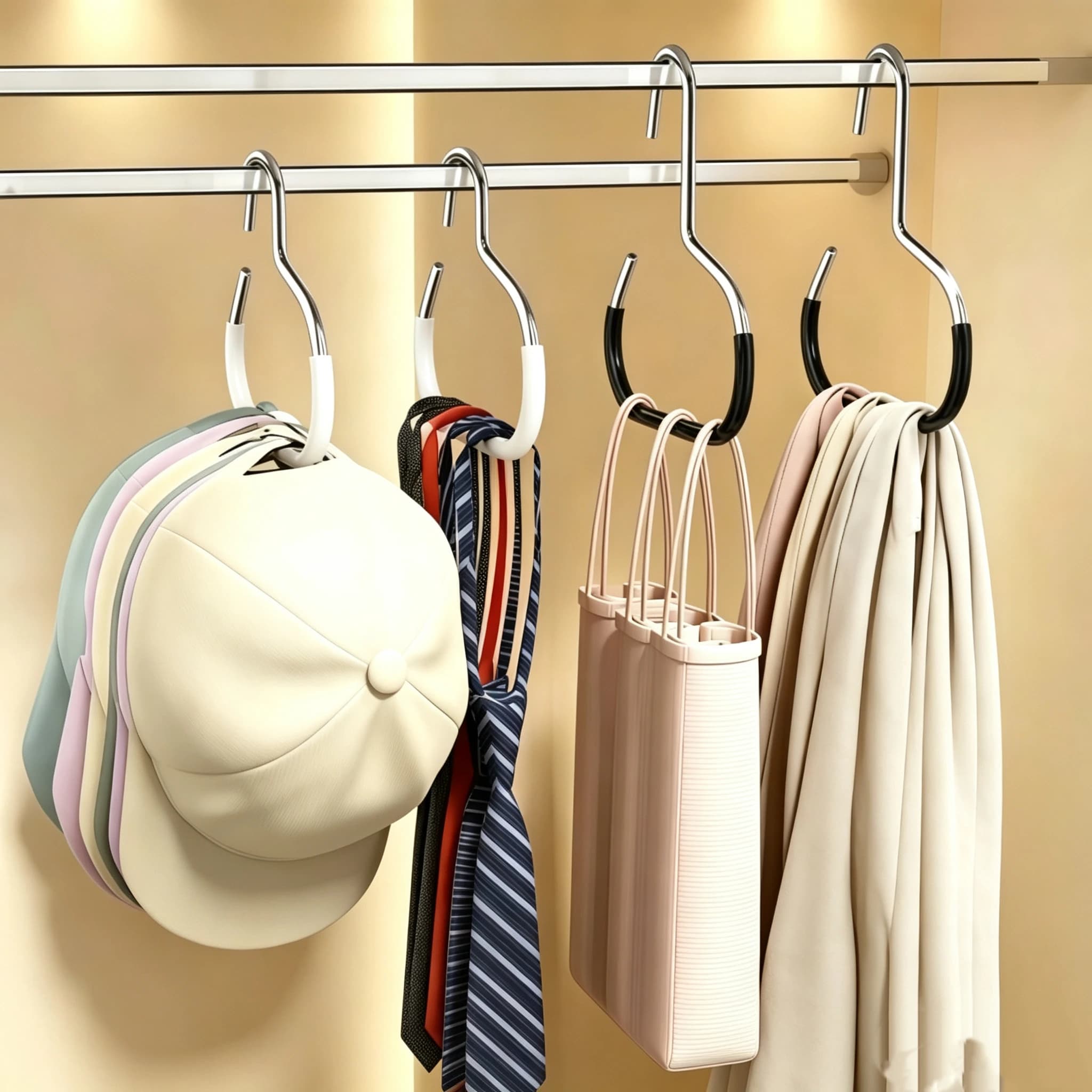 5pcs Baseball Cap Hat Rack Organizer Stainless Steel Hat Hanger Hanging Cap Holder Non-Slip Wall Mount Hook Organizer for Caps