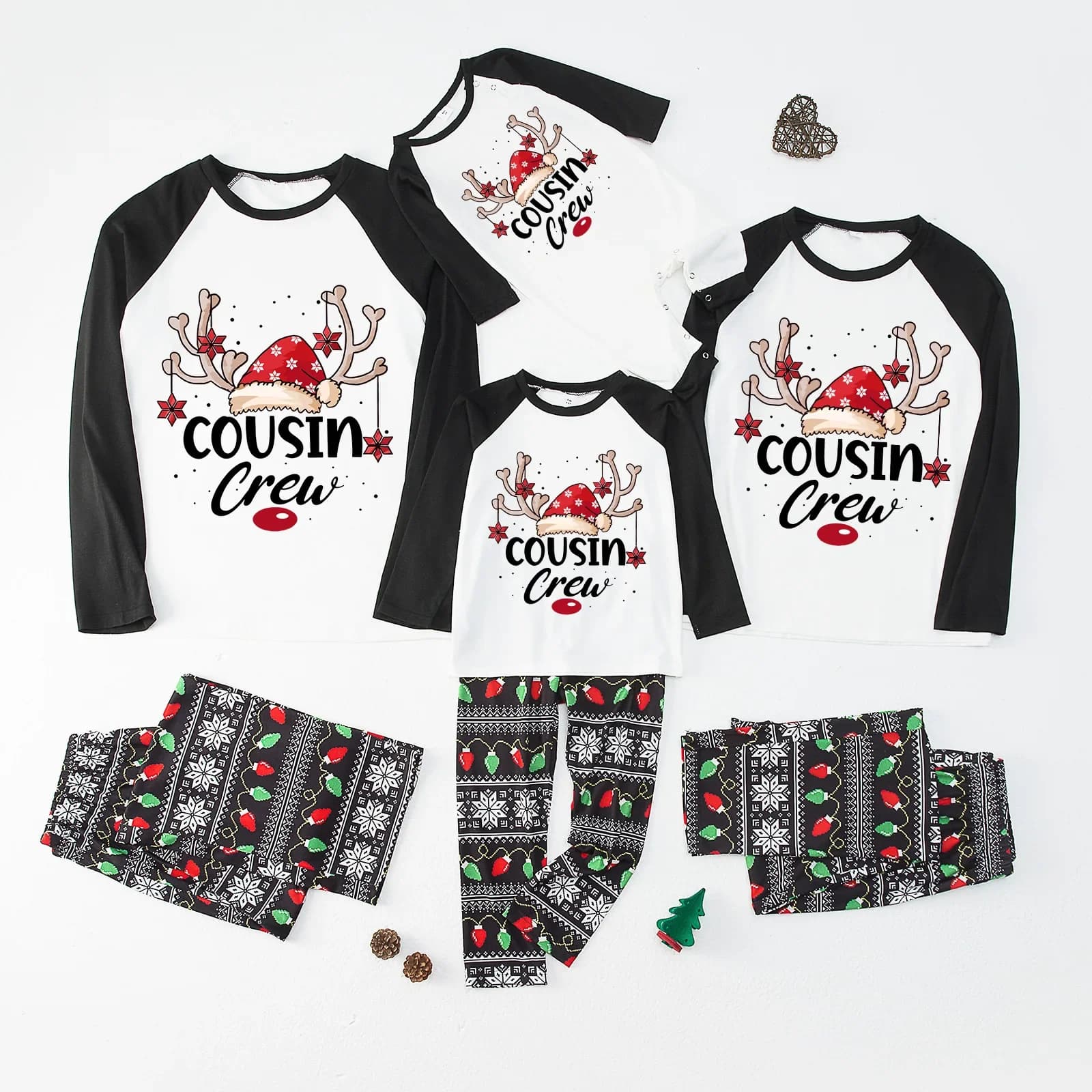 Completi coordinati per adulti e bambini Pigiama natalizio per la famiglia Set da 2 pezzi Indumenti da notte Look natalizio Pigiama a maniche lunghe Look natalizio