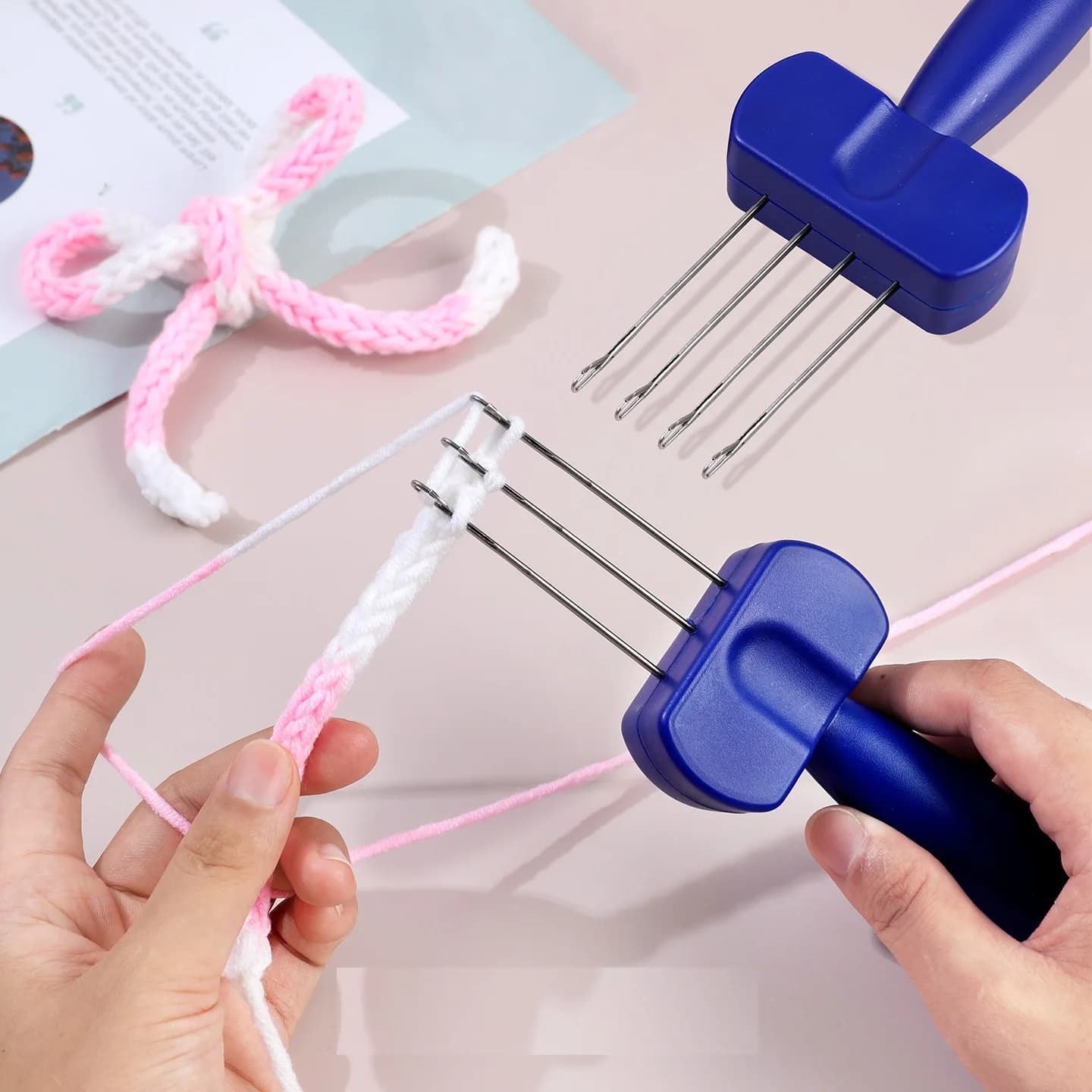 Strumento per lavorare a maglia con cavo a 3-4 chiusure, strumento per uncinetto per rilegatura o bordi su progetti di maglieria, uncinetto per tessitura