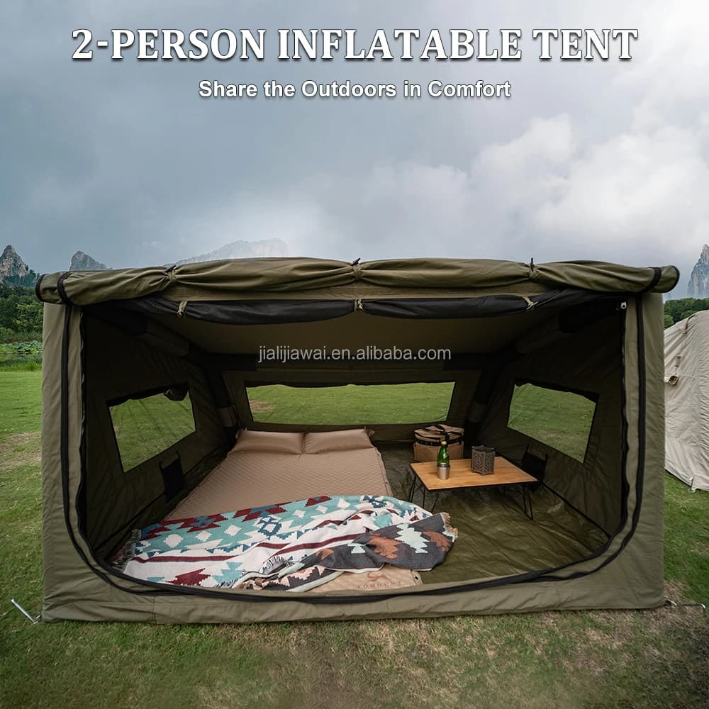 Inflatable Camping Tent, 4.5㎡ Spacious Interior with Large TPU Windows, Advanced Waterproof Material for All-Weather Use