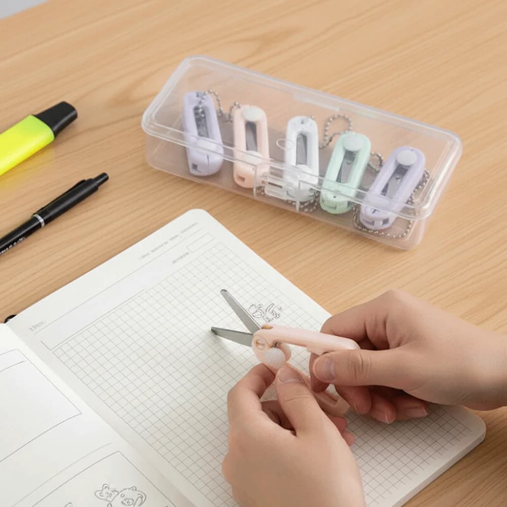 3 pezzi mini forbici pieghevoli in plastica calda forbici portatili scalabili in acciaio inossidabile strumenti da ufficio multifunzionali strumento artistico per ufficio