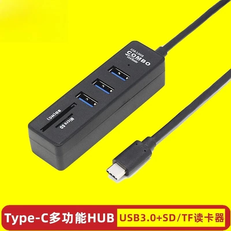 Docking station multifunzione Type-C, splitter USB uno-a-tre, lettore di schede SD/TF, hub a tre porte