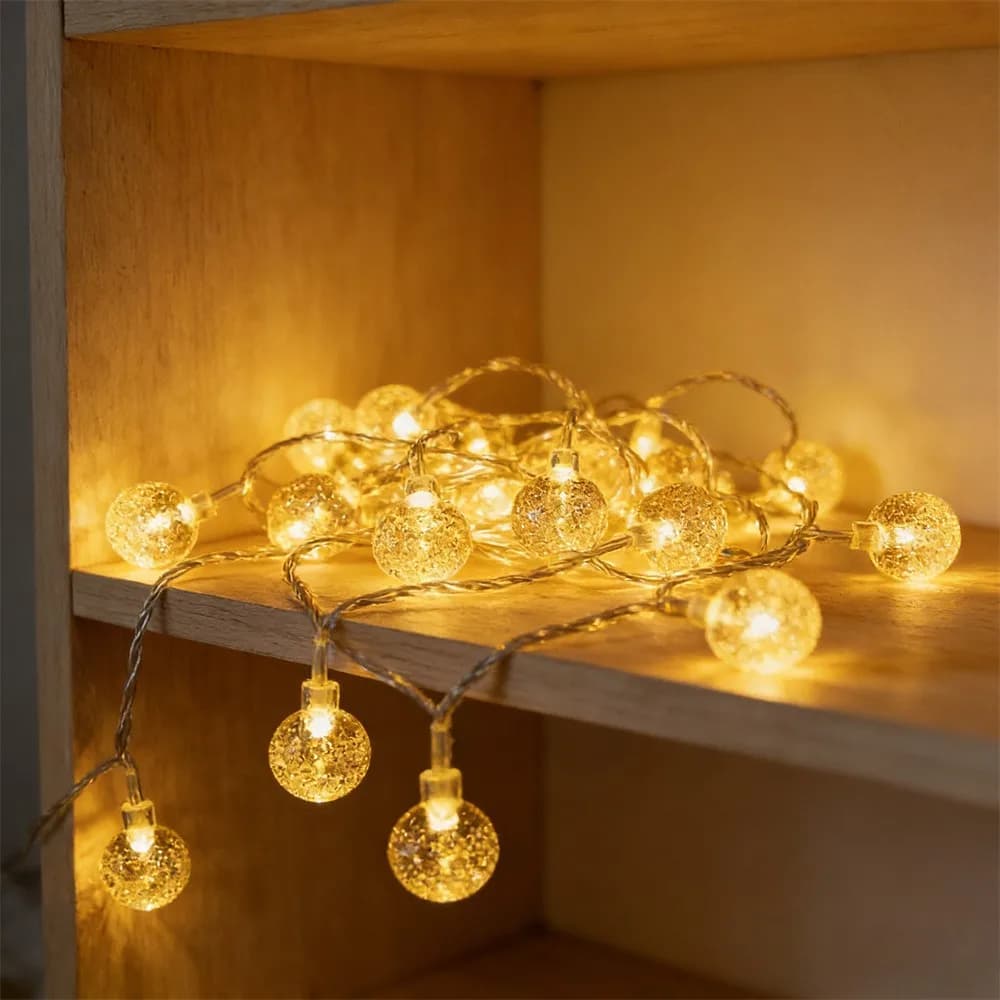 Luci a Stringa LED a Bolle Dorate, a Batteria, per Interni, Decorazioni per Matrimoni, Festività e Capodanno 2026