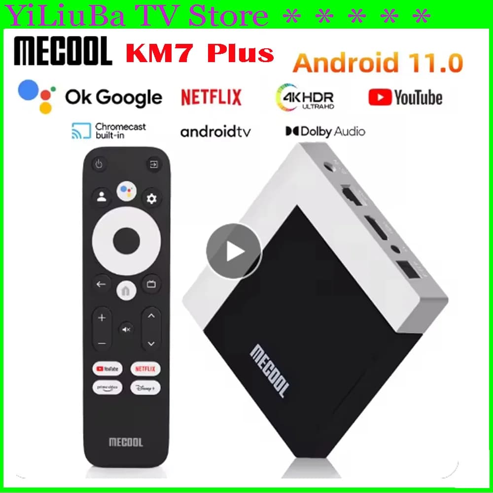[Genuino]MECOOL KM7 PLUS Netflix TV Box 2GB16GB Android Smart TV 11 Google Certificato 4K Amlogic tvbox ip tv WIFI Ebraico Arabo