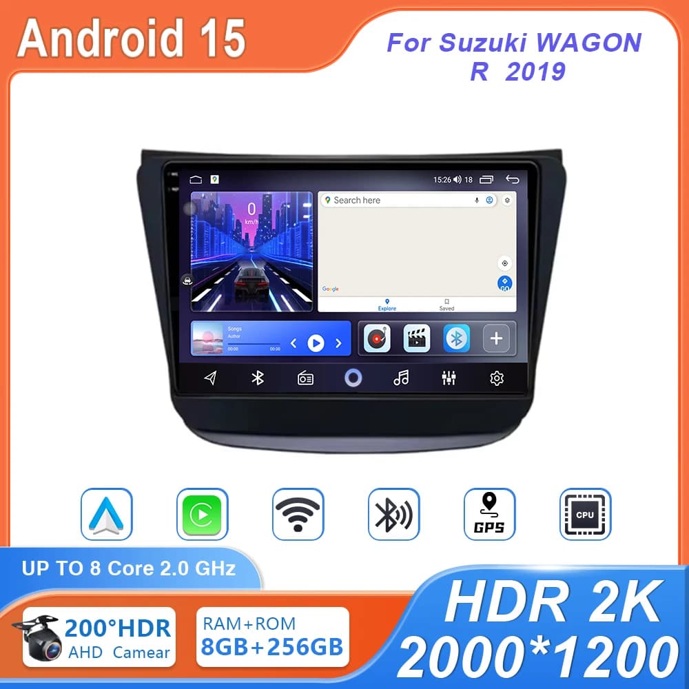 OBD Android 15 Carplay Autoradio Per Suzuki WAGON R 2019 8 core di Navigazione GPS Dash Cam Lettore Multimediale 8G 256GB DSP 2 din DVD