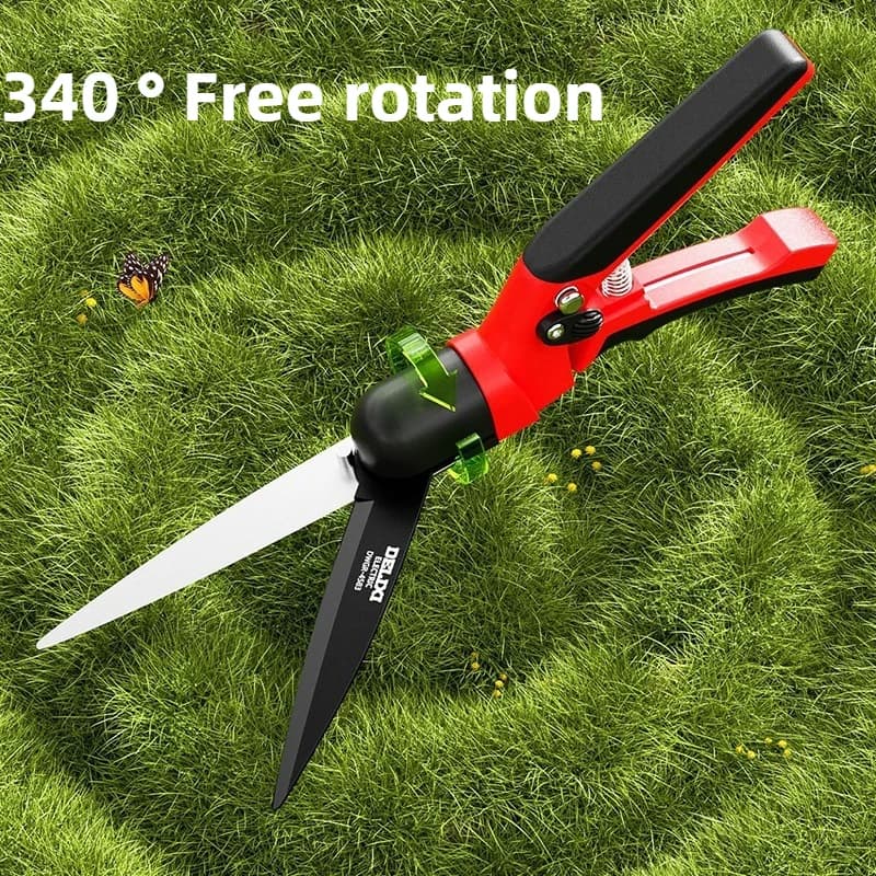 Lawn pruning shears 340 ° Free rotating shearing tools Portable Copper Siepe leaves Flowers Hand-powered potting shears Garden pruning