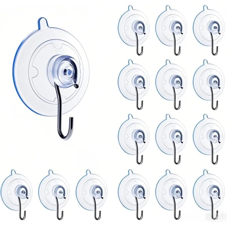 Confezione da 16 piccoli ganci adesivi a ventosa 1.2 Ih Clear Mini ganci a ventosa per bagno Kitc e porte in vetro, finestre, cartelli appesi H