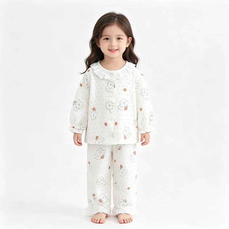 Pigiama Estivo Sottile per Bambine, Set Pigiama Stile Principessa, Abbigliamento Casual a Maniche Lunghe per Bambine