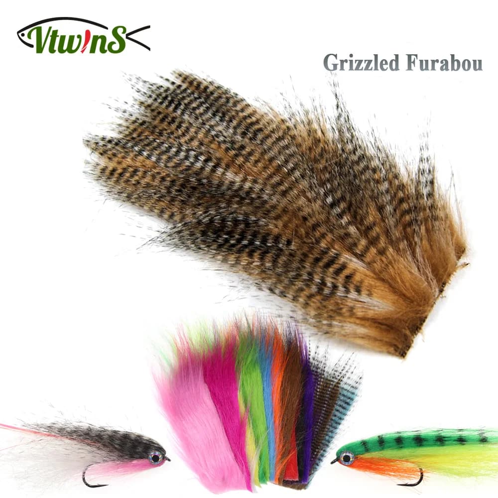 Vtwins Morbida Fibra Sintetica Grizzled Furabou Pelliccia Artigianale Materiale Sintetico Pesca A Mosca Materiali per Legare Streamer Ala di Coda Grizzy