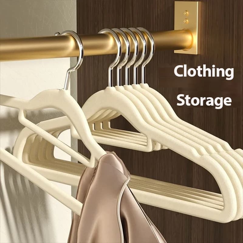 10 Pezzi Appendiabiti in Velluto Floccato Antiscivolo, Eleganti e Resistenti per Casa e Ufficio
