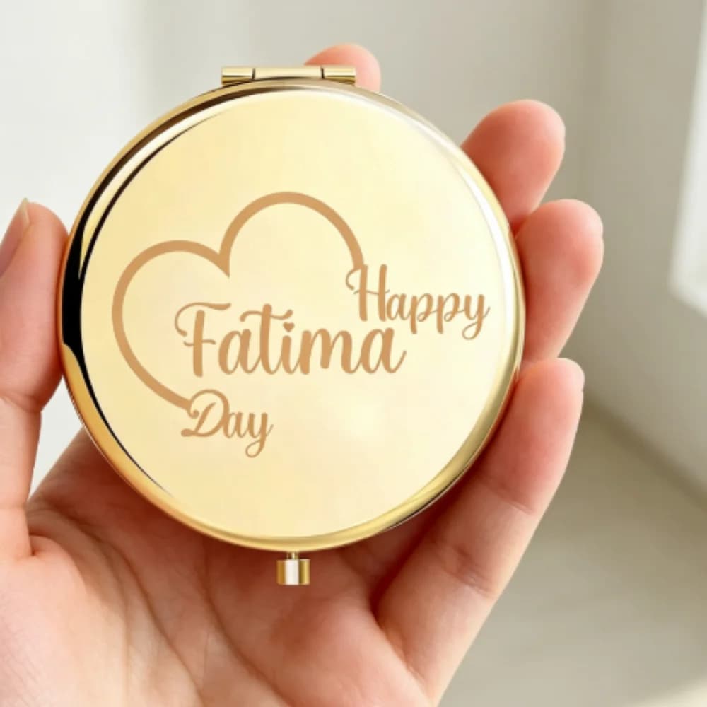 Cool Happy Day Laser Engraved Gold Round Mirror, Customized Text Personalized Birthday Gift Christmas Gifts for Family Members