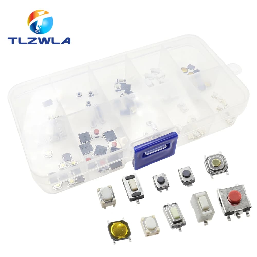 100 PZ 10 Modelli Interruttore Tattile Interruttore A Pulsante Tattile Kit: 3*4*2mm 3x6x4.3mm 2Pin 3x6x2.5mm 4*4*1.5mm SMD 4 Piedi