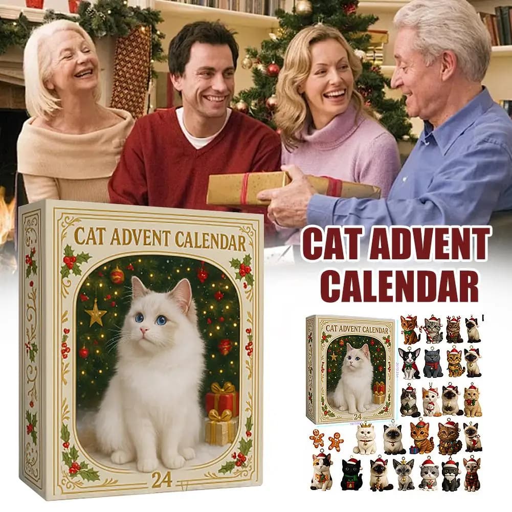 Amanti dei gatti Calendario dell'Avvento di Natale Conto alla rovescia Scatola cieca Ciondolo in acrilico Regalo unico per la decorazione dell'albero di Natale