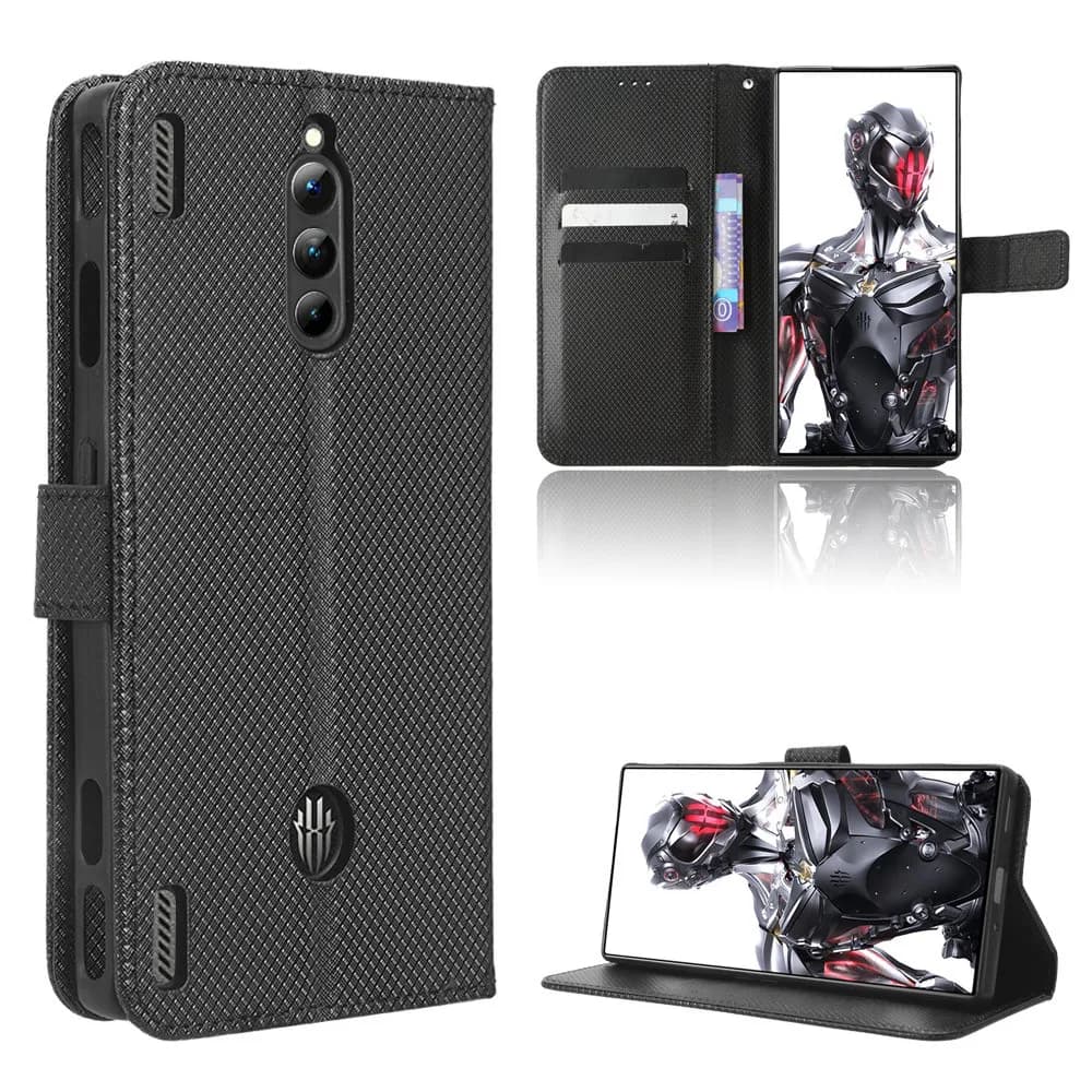 Custodia a portafoglio di lusso in pelle PU con motivo a diamante per ZTE Nubia Red Magic 8 Pro, con funzione stand, compatibile con Red Magic 8 Pro Plus
