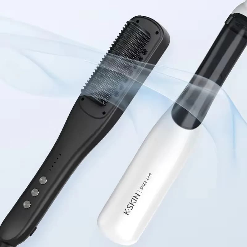 Electric Fast Heating Steam Hair Straightening Curling Comb 3Heat Settings Ceramic Brush Portable Household Styling Flat Iron