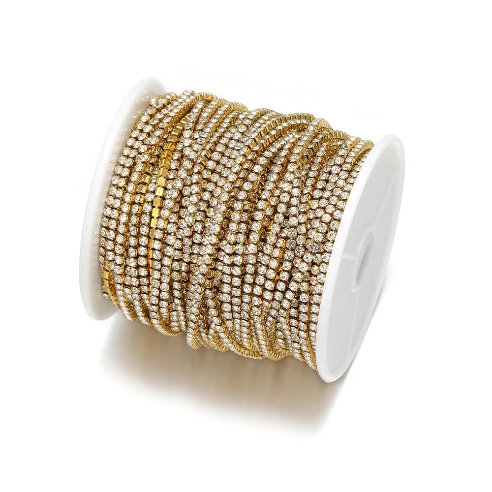 Catene da tennis con zirconi cubici di lusso in acciaio inossidabile da 1 metro, girocollo per gioielli fai da te, materiale per braccialetti, collane da donna
