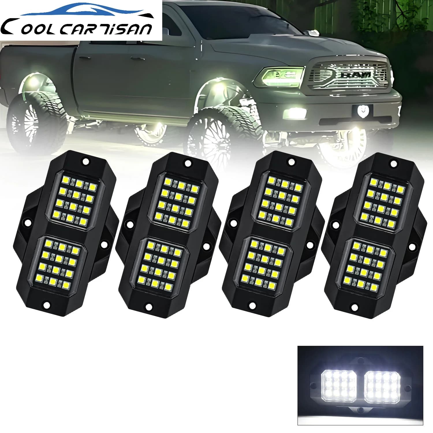 Set di 4/8 Strisce LED Flessibili per Auto, Bianco, Rosa, Giallo, Blu, Verde, Illuminazione Decorativa per Telaio 4x4 12V, Illuminazione Ambientale Fuoristrada