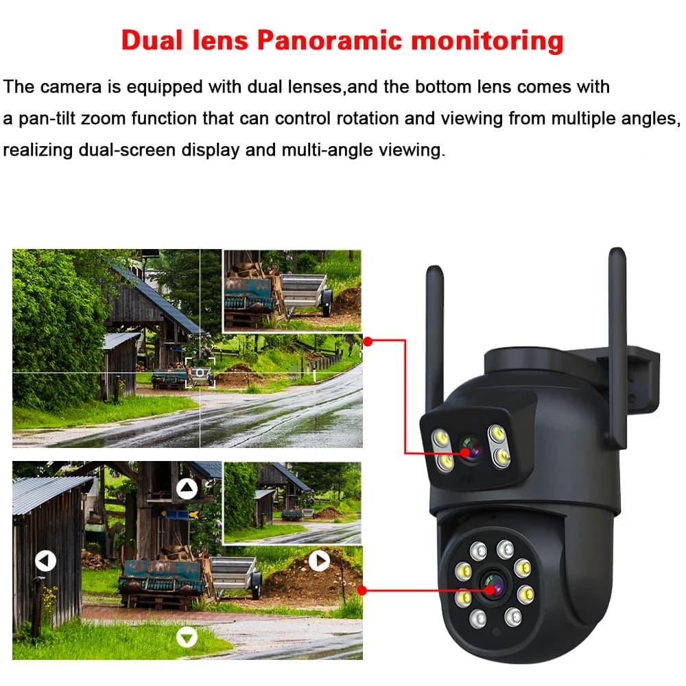 4K Dual Lens Wfii IP Security Camera Outdoor Auto Tracking Wireless PTZ CCTV Surveillance Camera 8MP Color Night Vision IP Cam